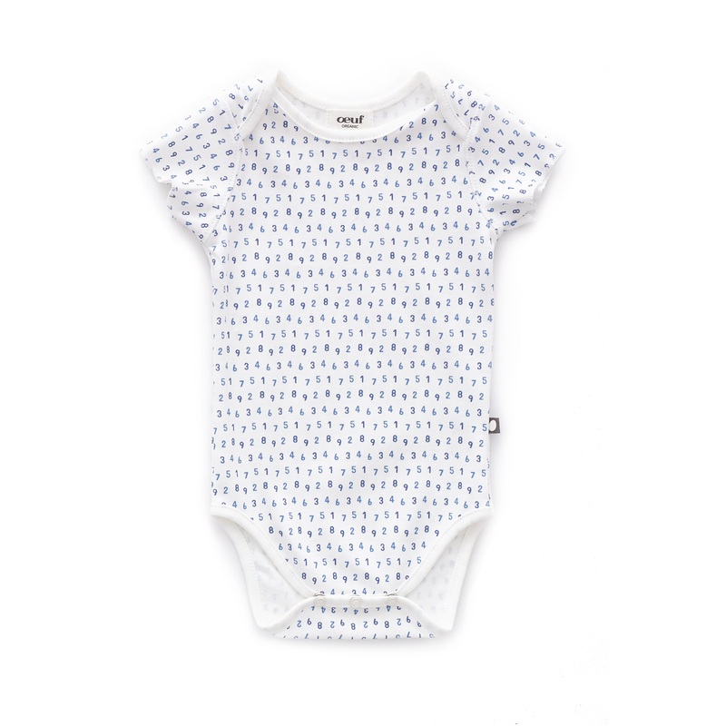 Oeuf Tee Onesie SS White/Numbers
