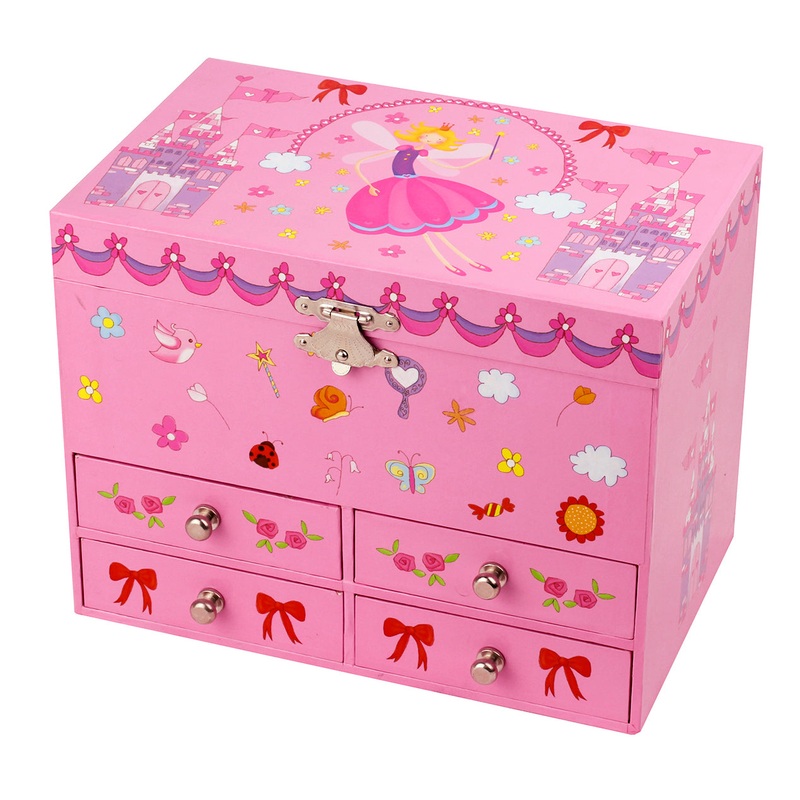 Trousselier Musical Jewellery Box Fairy & Castle Pink
