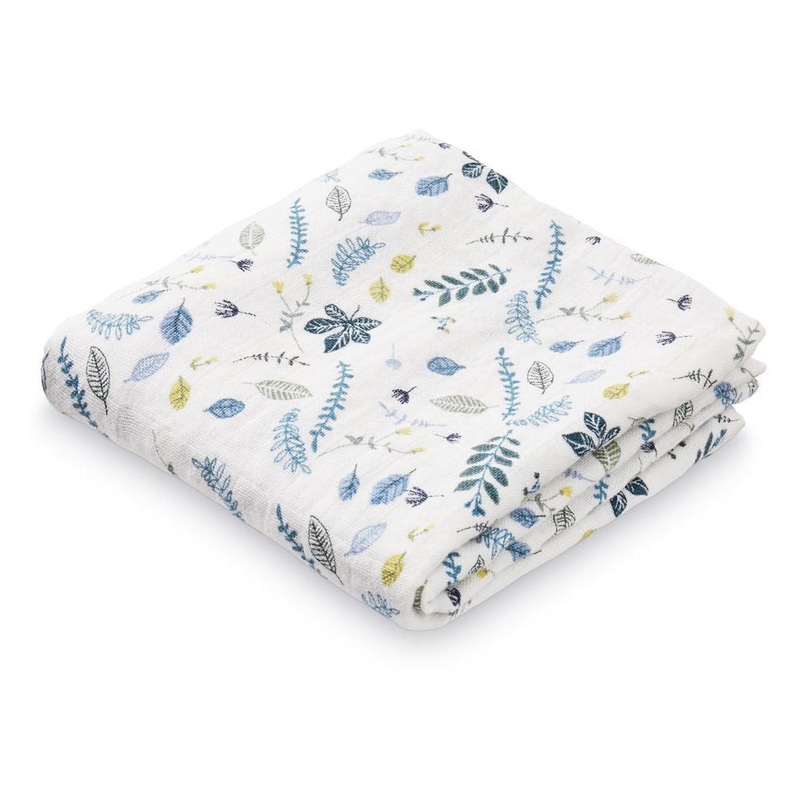 Cam Cam Copenhagen Muslin Cloth Printed Pressed Leaves Blue