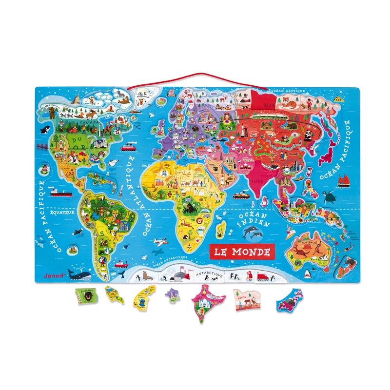 Janod Magnetic World Map Puzzle French Version