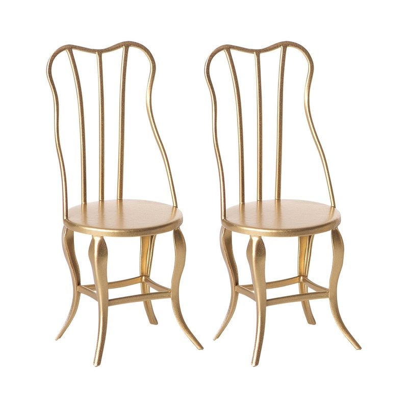 Maileg Set of 2 Vintage Chair Micro Gold