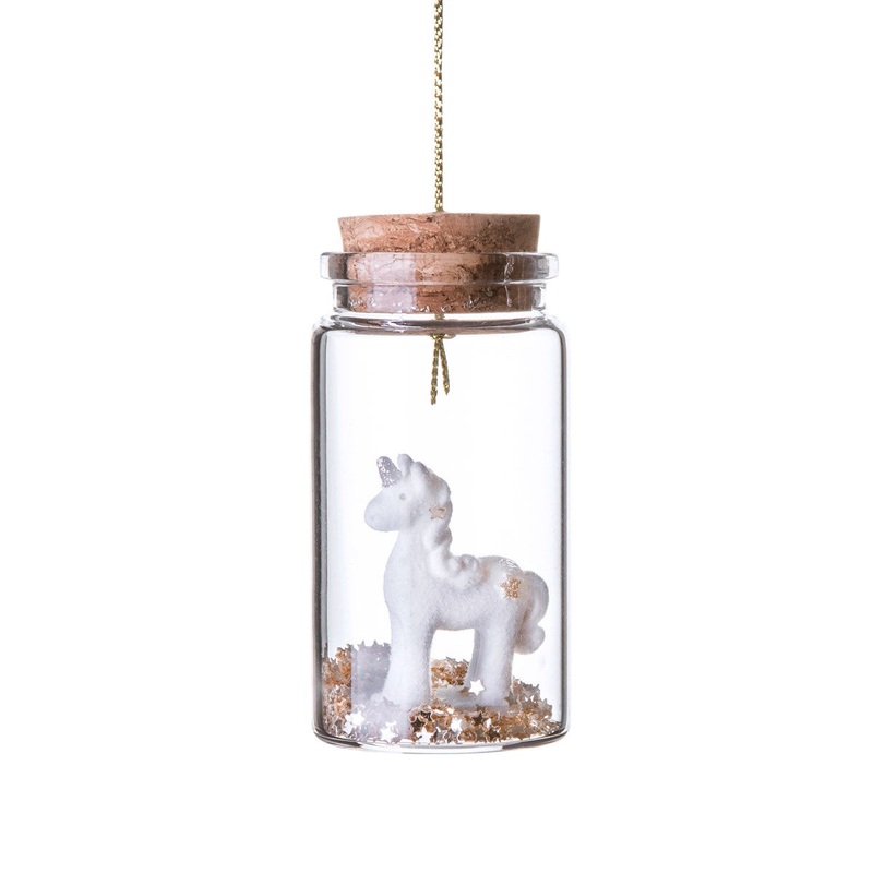 RJB Stone Gold Star Sequin Unicorn In Bottle Decoration