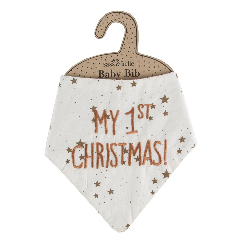 RJB Stone My First Christmas Baby Bib