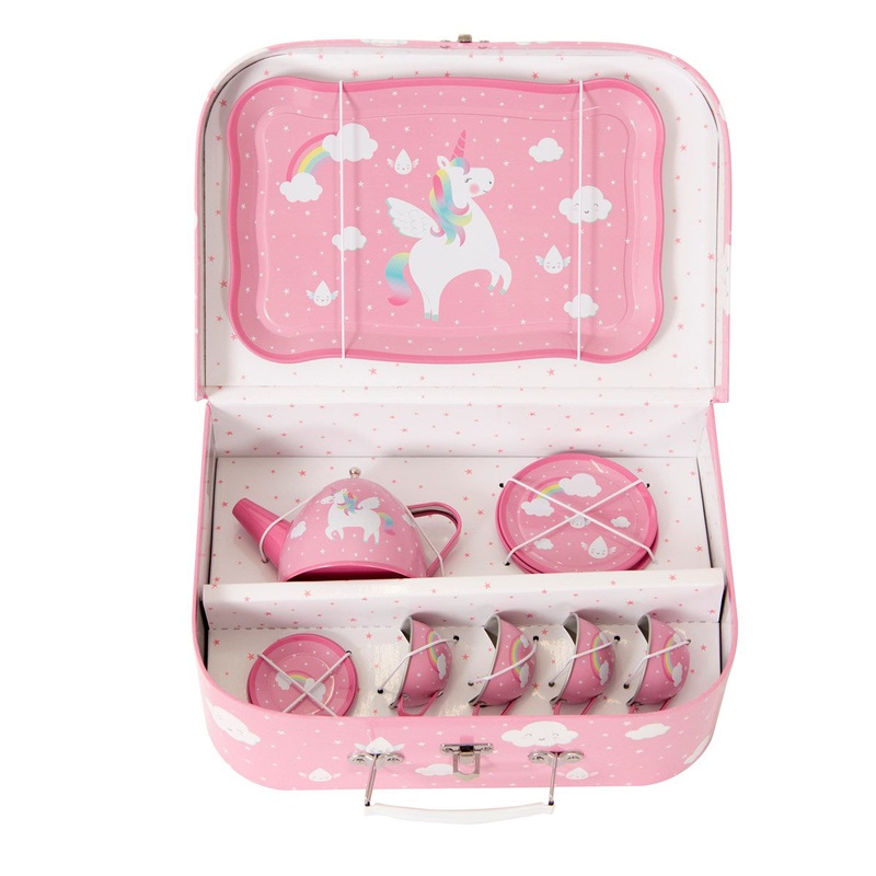 RJB Stone Rainbow Unicorn Picnic Box Tea Set