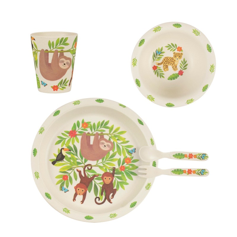 RJB Stone Treetop Friends Bamboo Tableware Set
