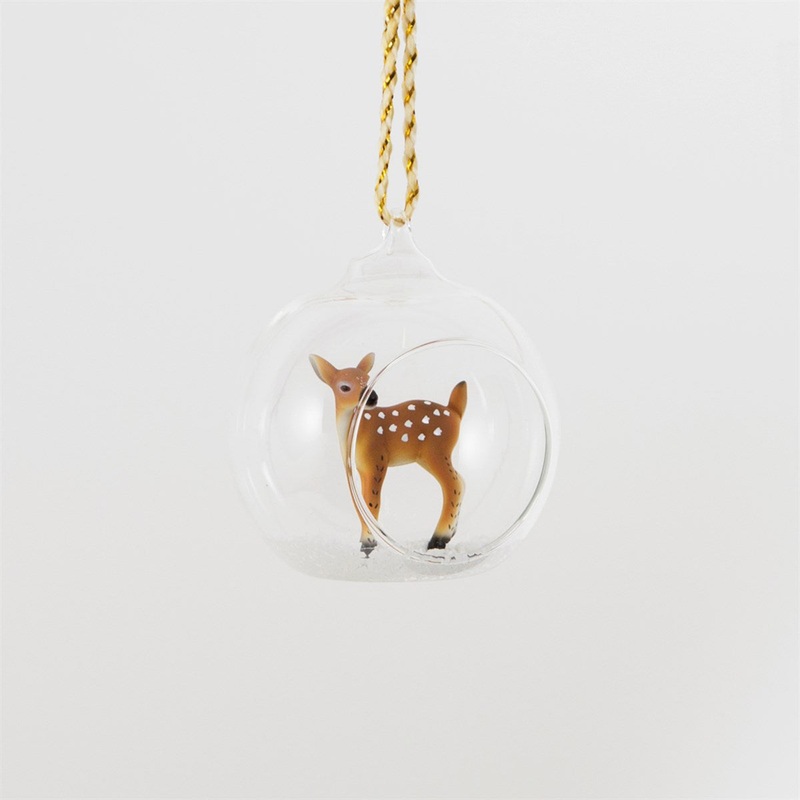 RJB Stone Winter Forest Folk Deer Open Bauble