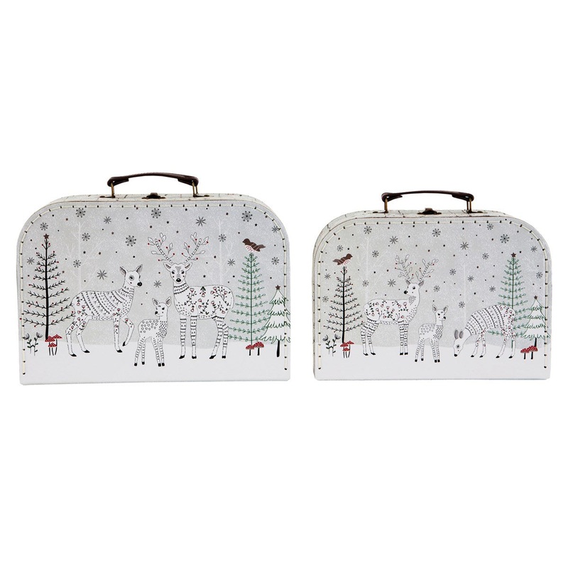 RJB Stone Winter Forest Folk Deer Suitcases