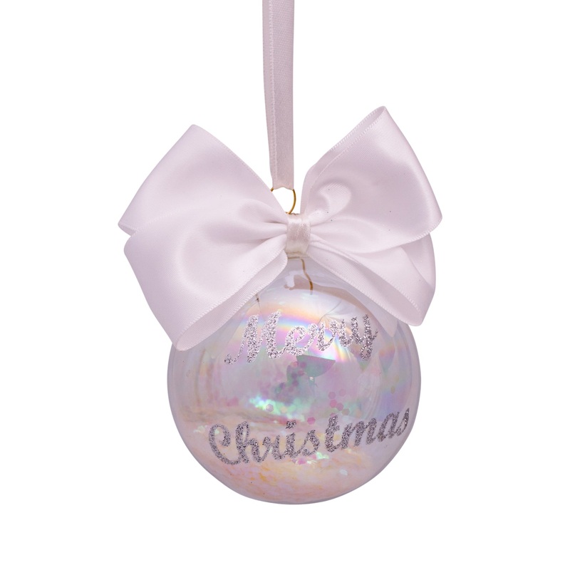 Bauble Glass Oil Transparent with Satin Bow