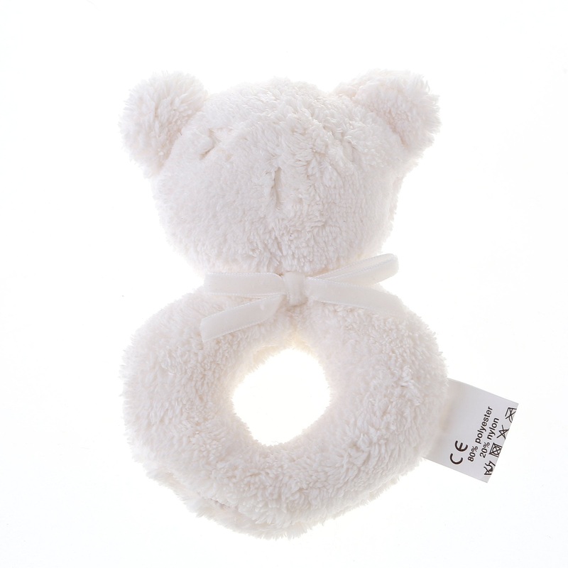 Britt Bear Snuggles Rattle - White
