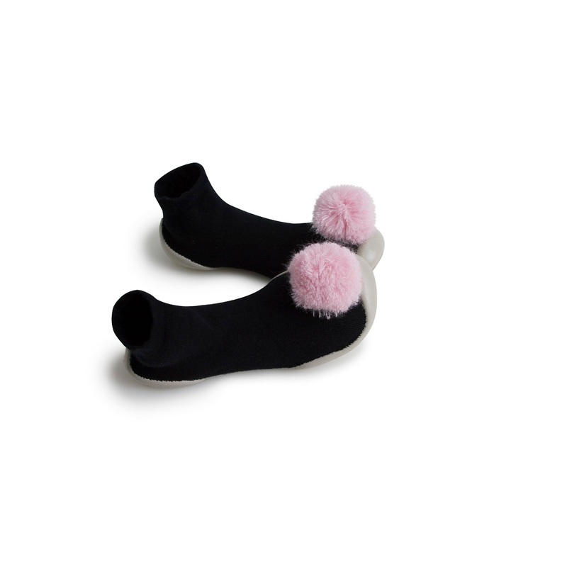 collgien Noir Pompons Rose Slippers