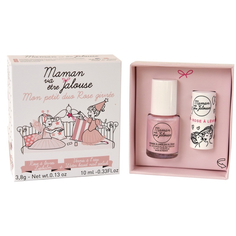 Maman va tre Jalouse Gift Box Mon Petit Duo Rose Givre with Nail Polish & Lip Balm