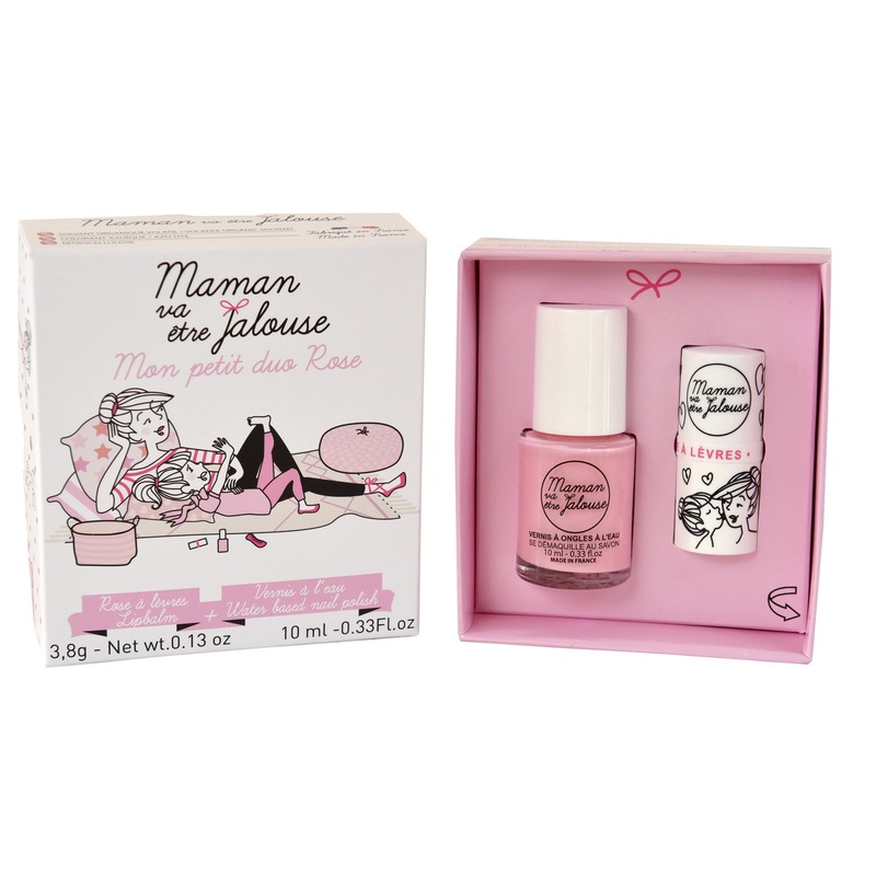 Maman va tre Jalouse Gift Box Mon Petit Duo Rose with Nail Polish & Lip Balm