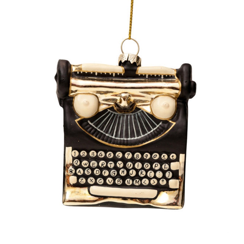 Ornament Glass Gold Typewriter