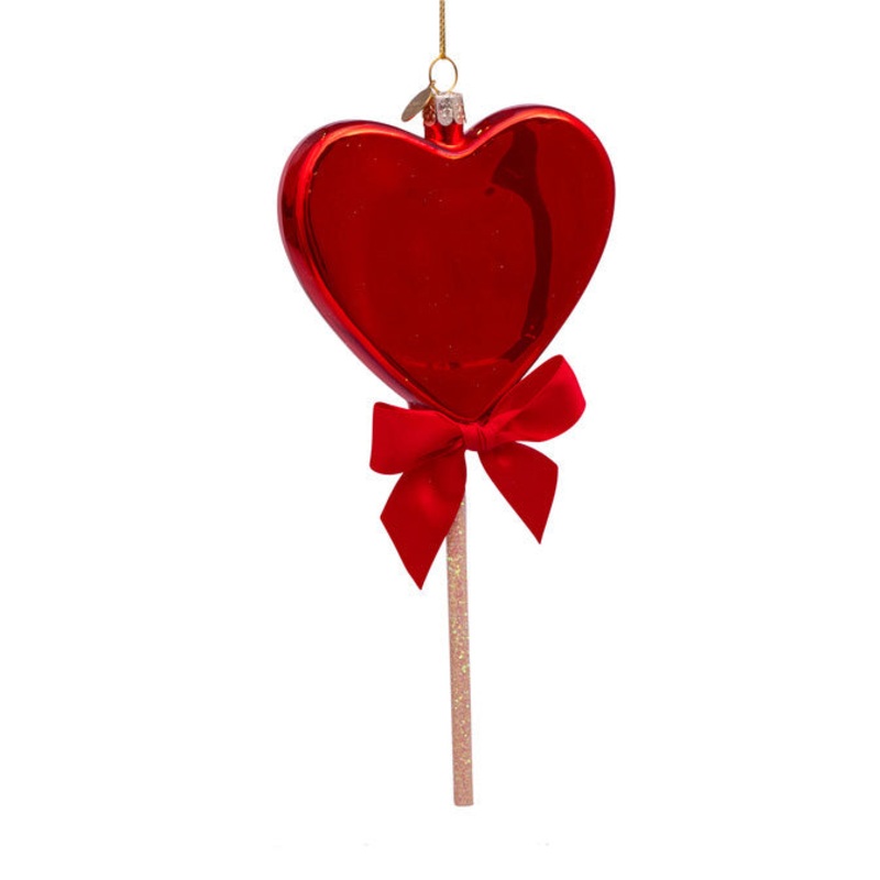 Ornament Glass Red Heart Lolly