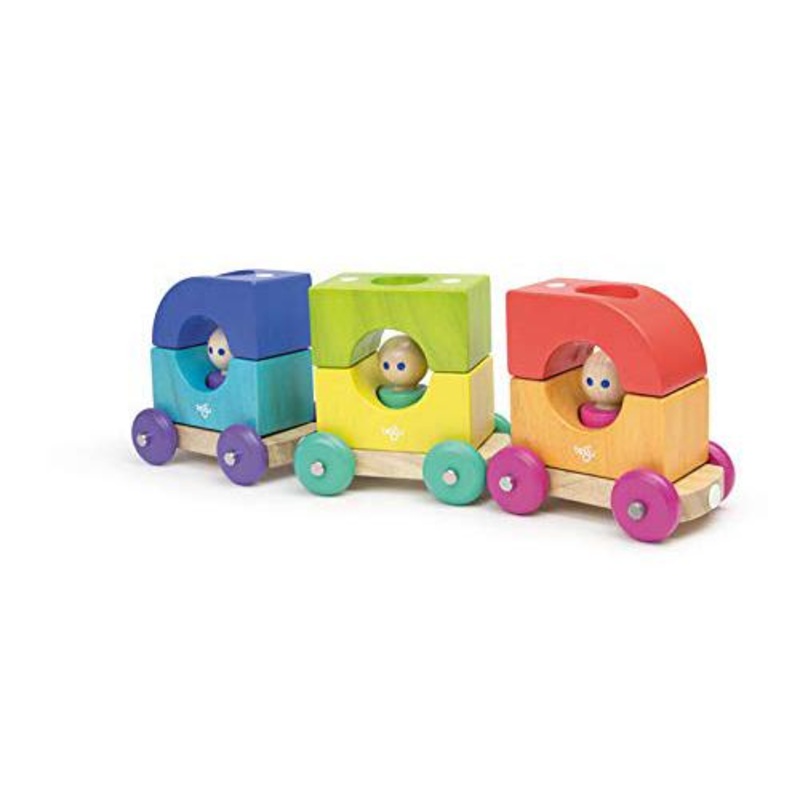 Tegu Tram Rainbow Magnetic Wooden Blocks