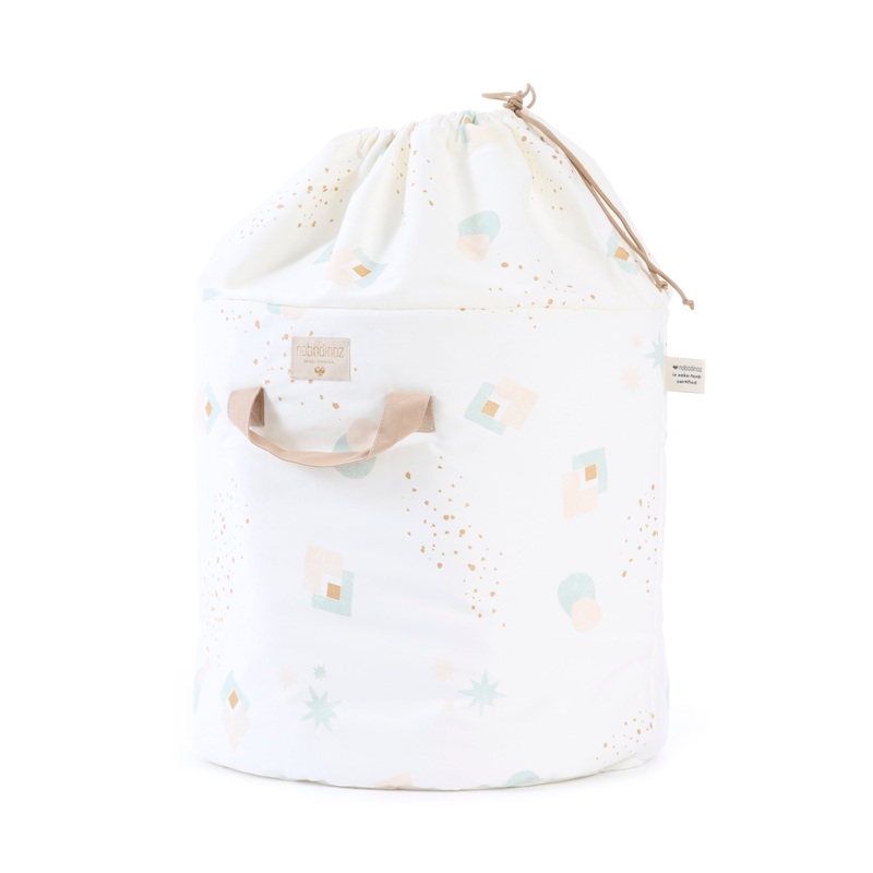 nobodinoz Bamboo Toy Bag Small Aqua Eclipse/ White