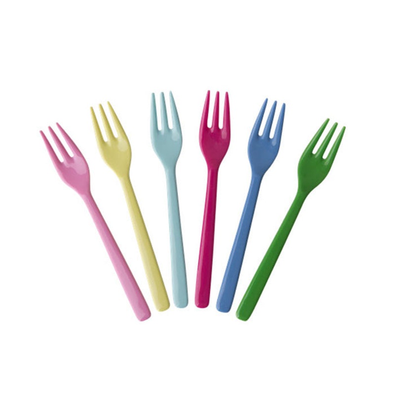 Rice DK 6 Melamine Cake Forks in Assorted Classic Colors