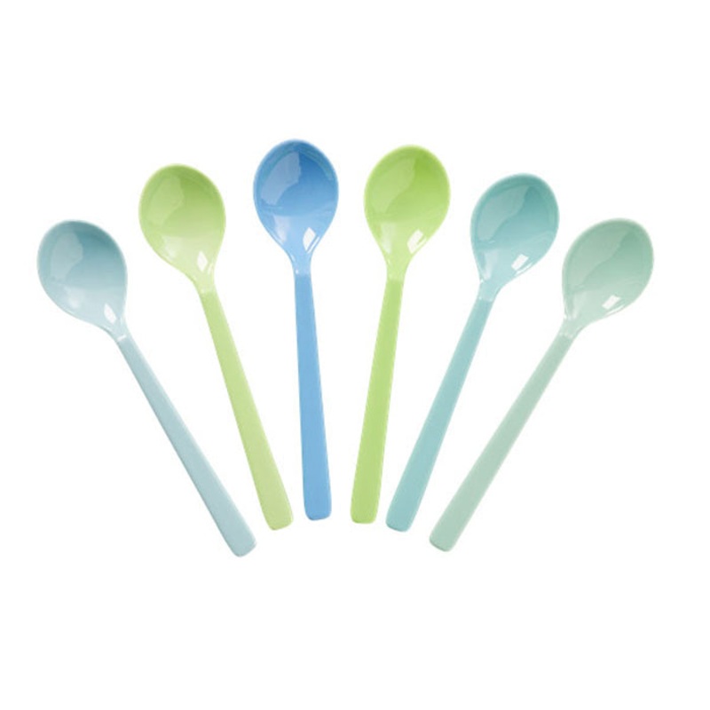 Rice DK 6 Melamine Teaspoons in Assorted Blue and Green