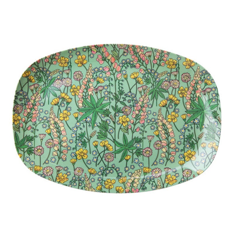 Rice DK Rectangular Plate with Lupin Print