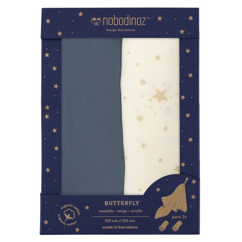 nobodinoz Swaddle Butterfly Pack Blue