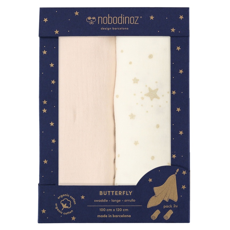 nobodinoz Swaddle Butterfly Pack Pink