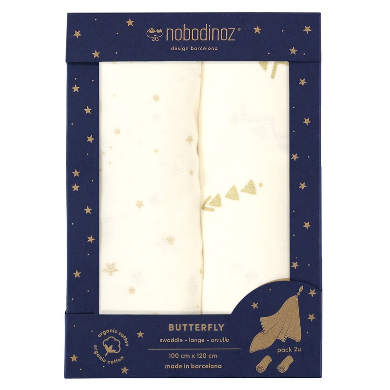 nobodinoz Swaddle Butterfly Pack White