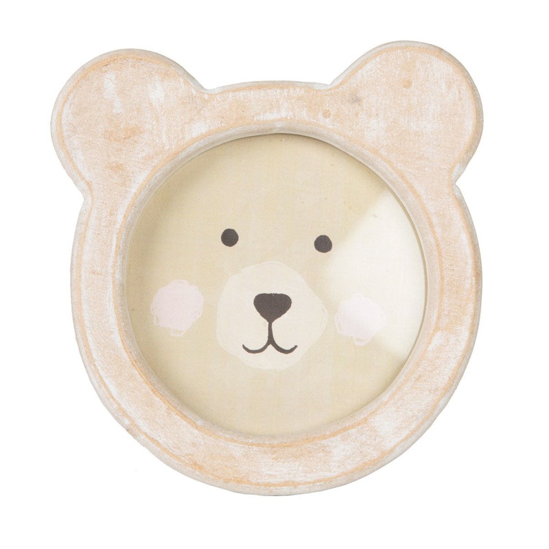 RJB Stone Bear Face Rustic Wood Photo Frame