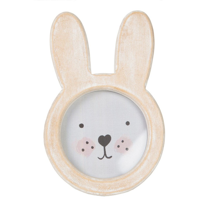 RJB Stone Bunny Face Rustic Wood Photo Frame
