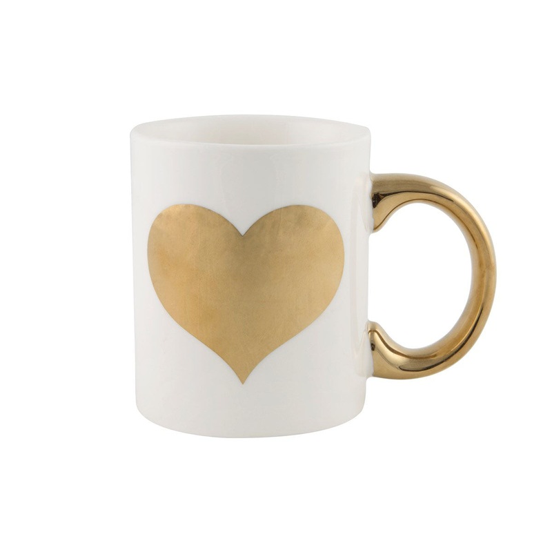 RJB Stone Matallic Monochrome Gold Heart Mug