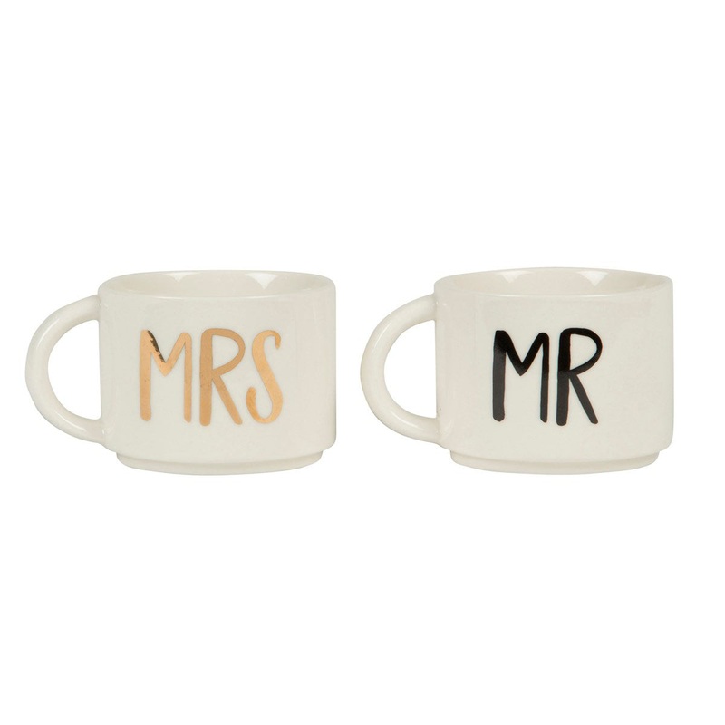 RJB Stone Set of 2 Mr & Mrs Stacking Mug