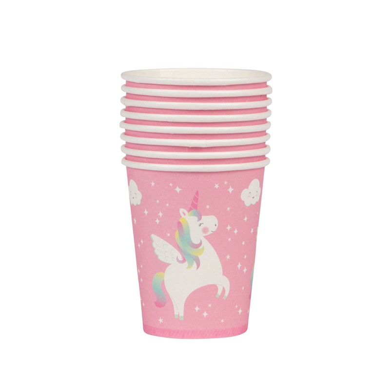 RJB Stone Set of 8 Rainbow Unicorn Paper Cups