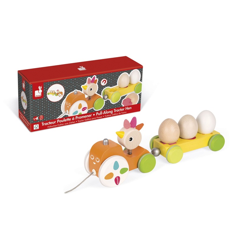 Janod Zigolos Pull Along Tractor Hen