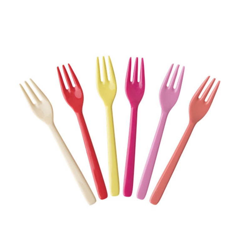 Rice DK 6 Melamine Cake Forks in Assorted Sunny Colors