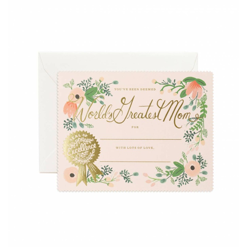 Rifle Paper Co Greatest Mom Certificate Card