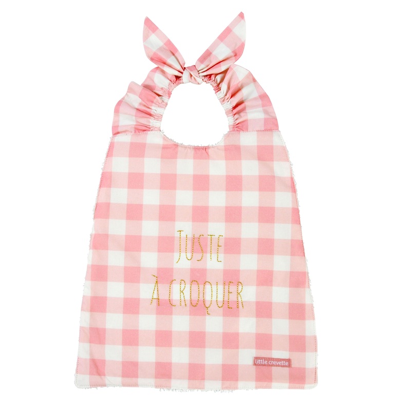 Little Crevette Elasticated Bib Vichy Rose