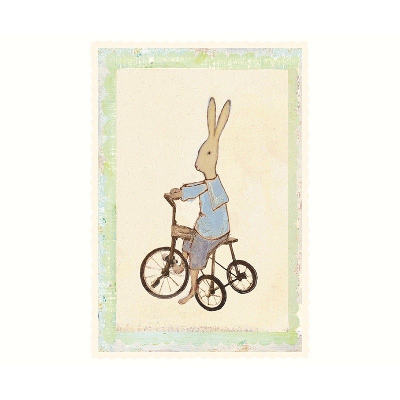 Maileg Single Card Rabbit Boy On Bike