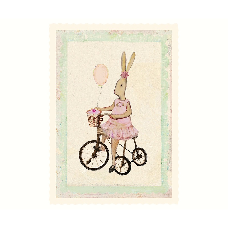 Maileg Single Card Rabbit Girl On Bike