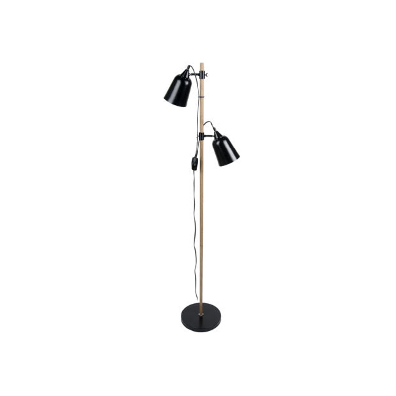 Present Time Floor Lamp Wood-Like 2 Shades Metal Black