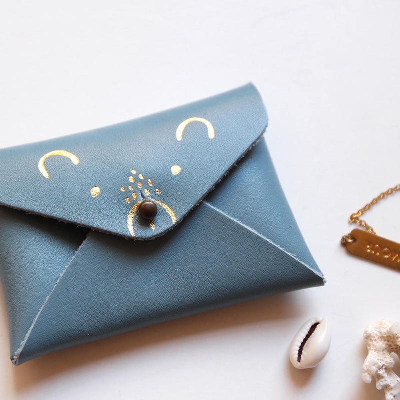 Barnabe aime le caf Bear Purse Aqua