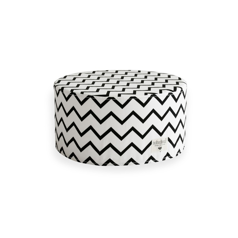 nobodinoz Little Pouffe Soho Zigzag Black