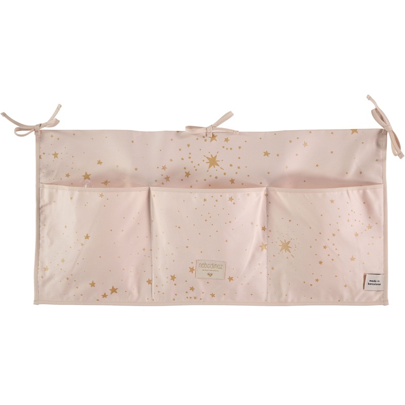 nobodinoz Merlin Crib Organizer Gold Stella/ Dream Pink