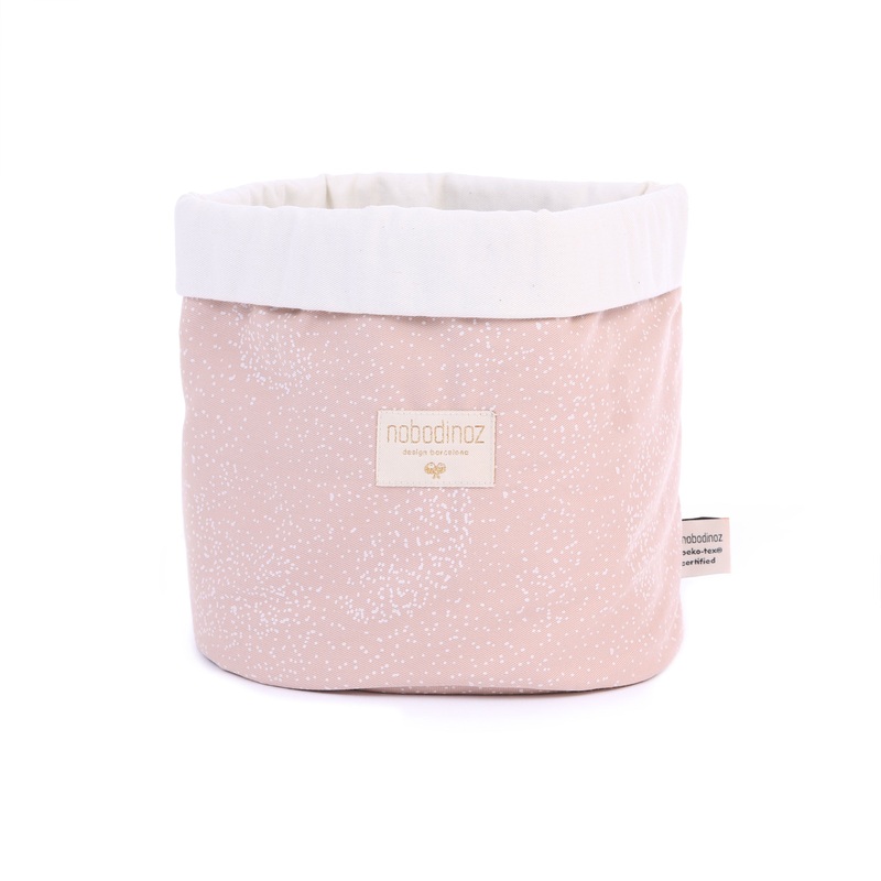 nobodinoz Panda Basket White Bubble/ Misty Pink