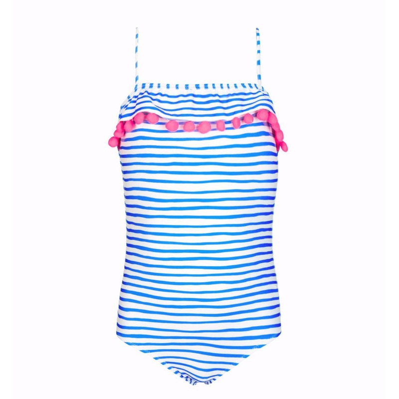 Sunuva Girls Classic Frill Swimsuit Blue & White Stripe