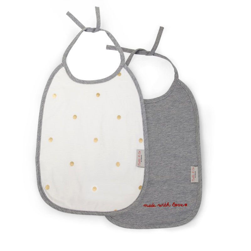 Childhome Bib Jersey Grey + Dots Gold 2pcs