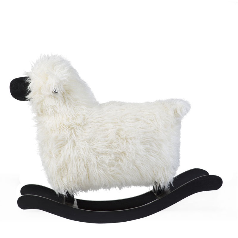 Childhome Rocking Sheep White + Black Teak Wood