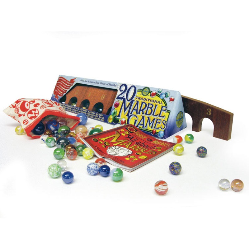 House of Marbles Marble Games Pack - 20 Traditional Toy Marbles Games