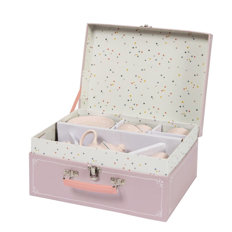 Moulin Roty Ceramic Tea Set Suitcase Pink