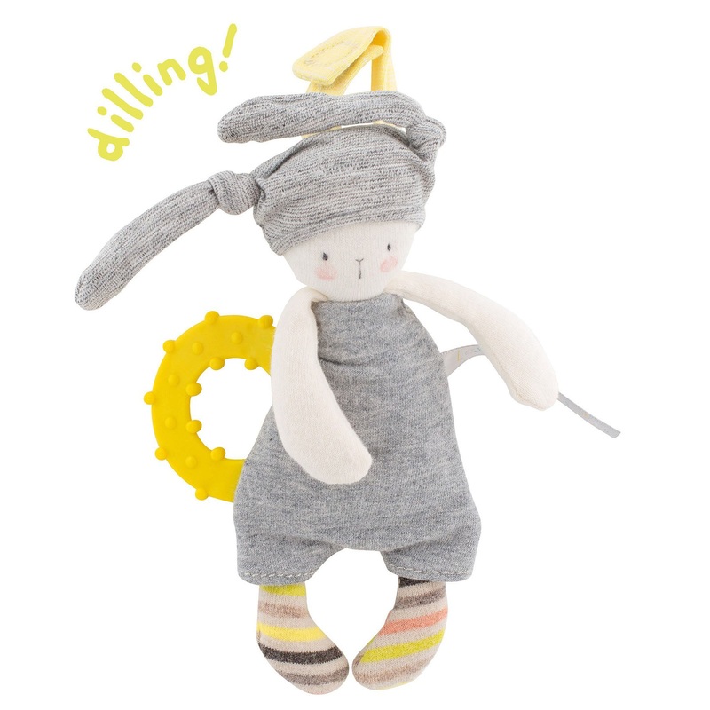 Moulin Roty Grey Jersey Baby Plush Rattle Friend-LPD