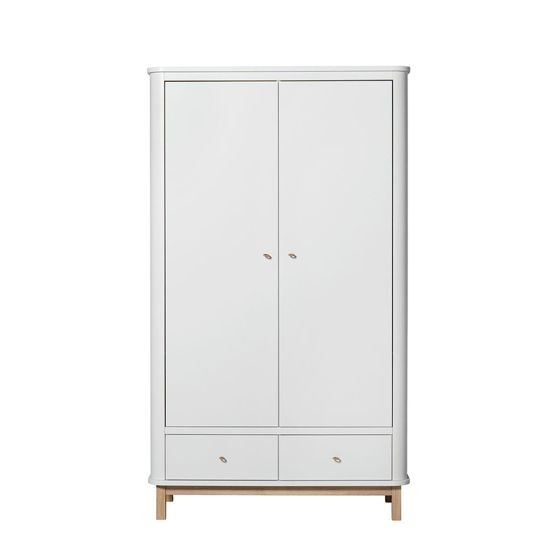 Oliver Furniture Wood Wardrobe 2 Doors White/Oak (Pre-Order; Est. Delivery in 6-10 Weeks)