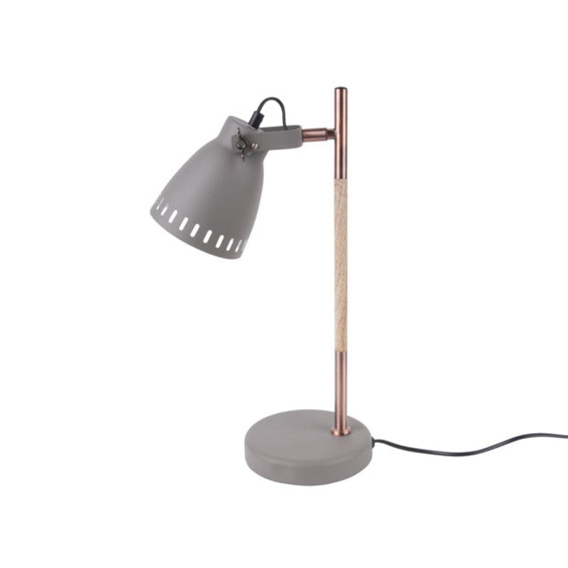 Present Time Table Lamp Mingle Metal with Wood Pattern Grey